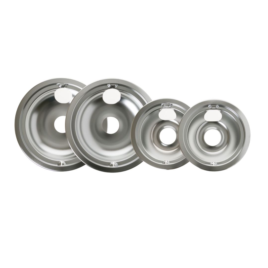 Range 4-Piece Drip Pan Set | 6" & 8" Chrome Replacement Bowls GE68CA