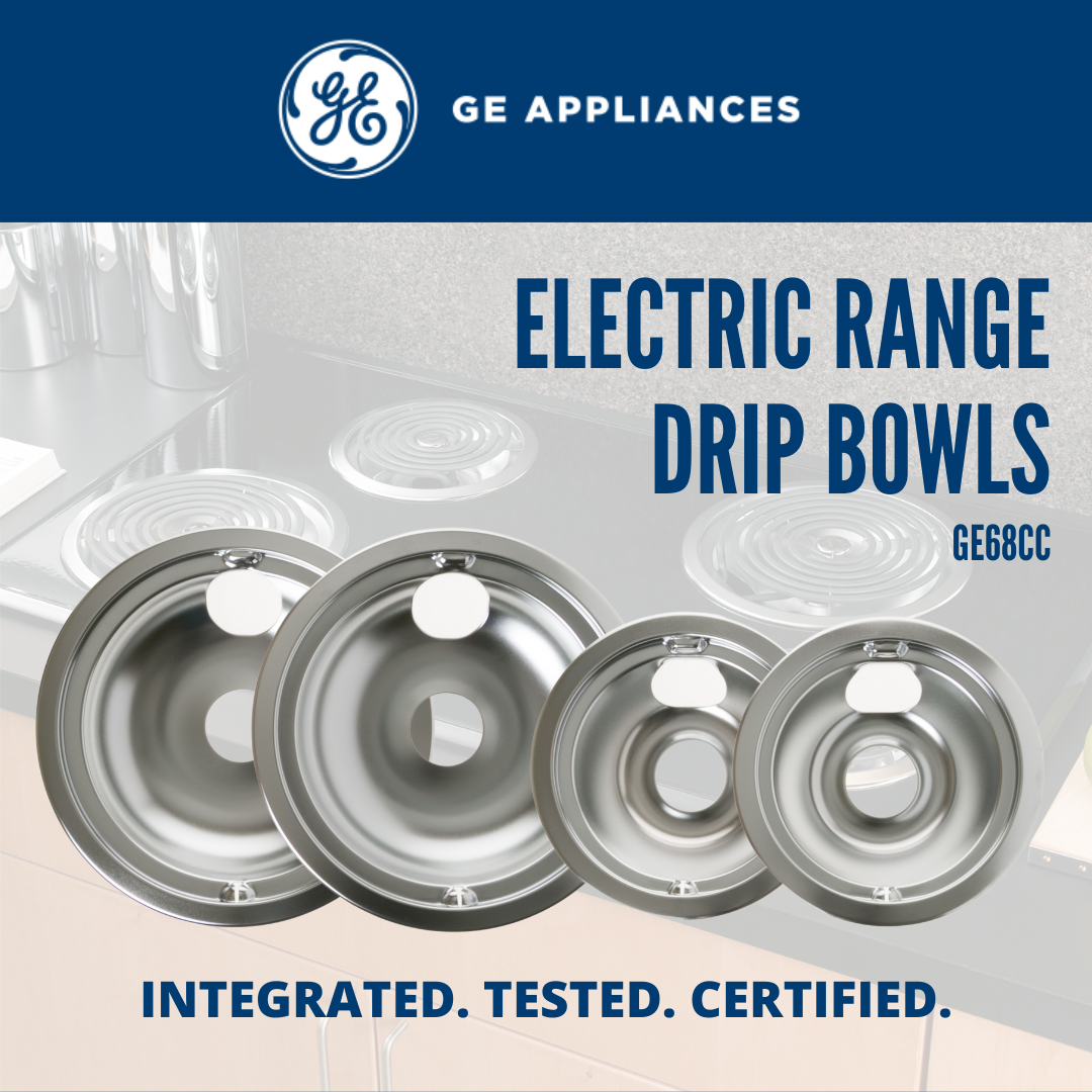 Range 4-Piece Drip Pan Set | 6" & 8" Chrome Replacement Bowls GE68CA
