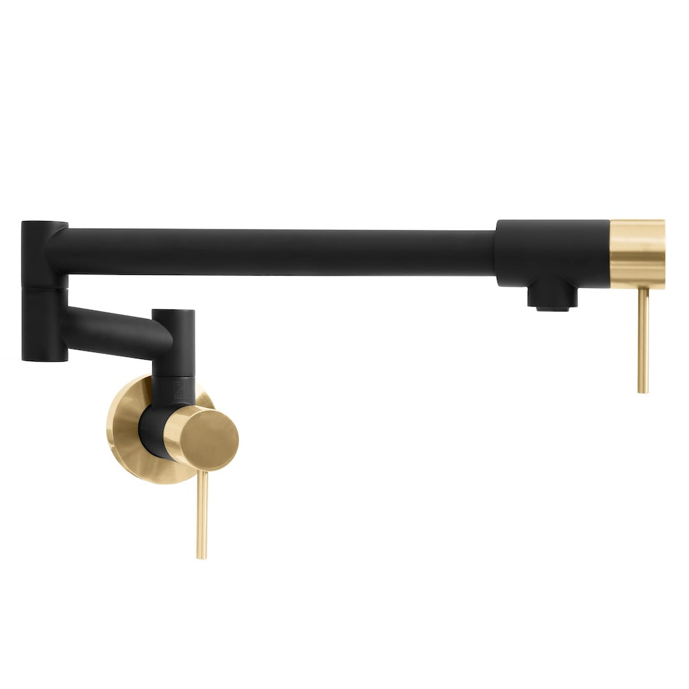 Autograph Edition Gemini Pot Filler In Matte Black And Champagne Bronze GEMFPFZMBCB