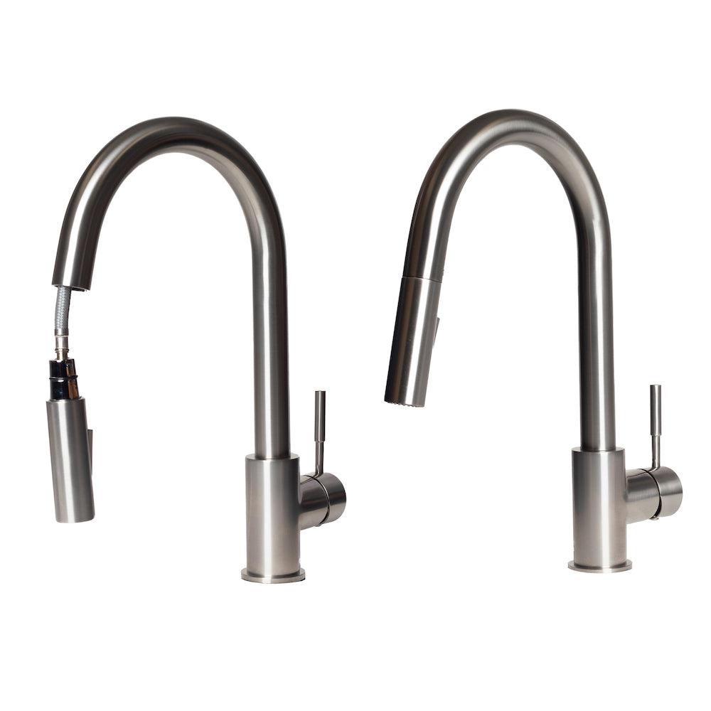 Gemini Pull Down Single Handle Kitchen Faucet In Brushed Nickel GEMKFBN