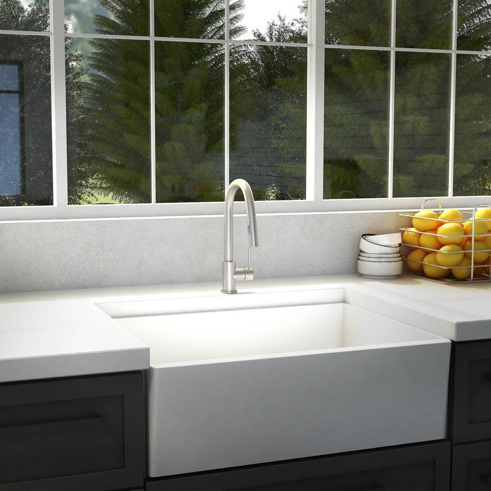 Gemini Pull Down Single Handle Kitchen Faucet In Brushed Nickel GEMKFBN