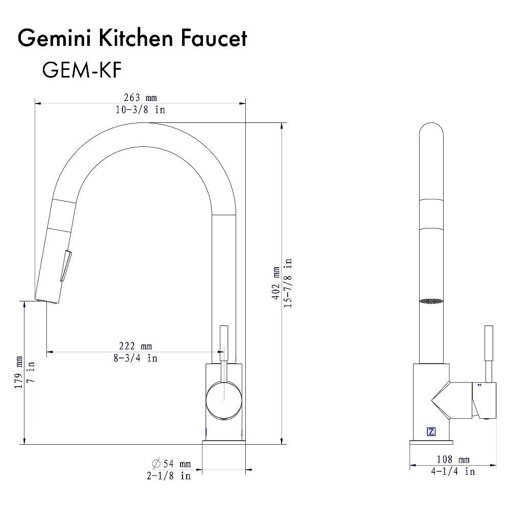 Gemini Pull Down Single Handle Kitchen Faucet In Brushed Nickel GEMKFBN