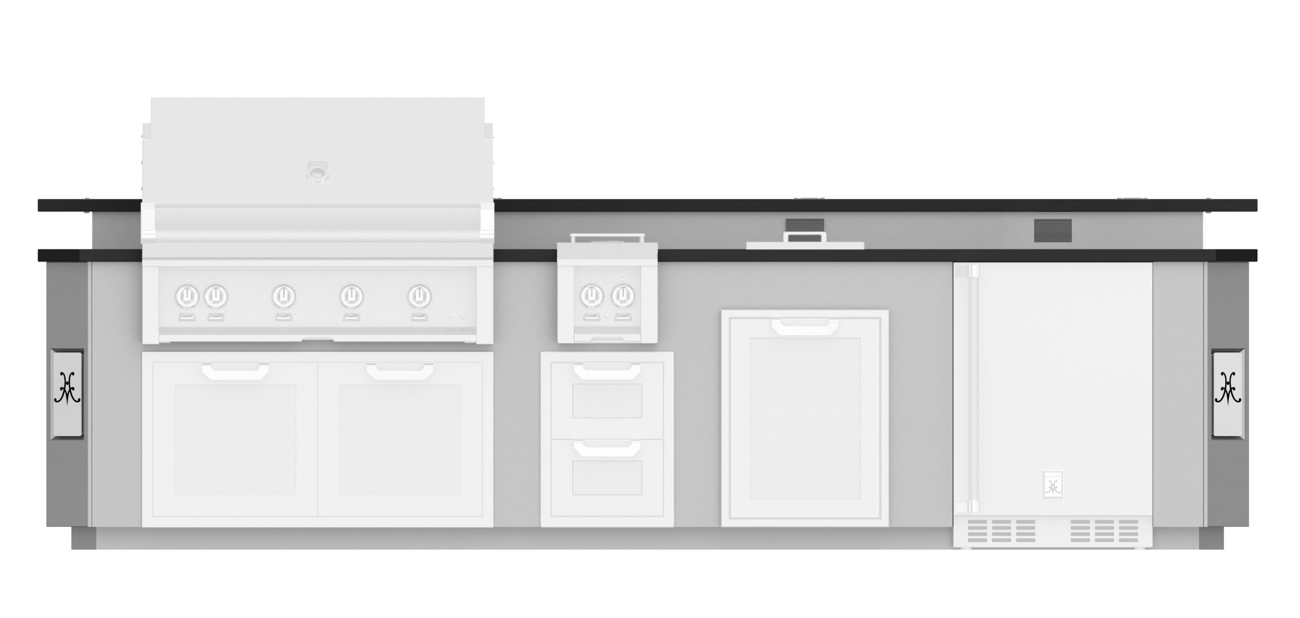 12' Outdoor Living Suites with Side Burner and Bar (Custom Countertop) GESB12