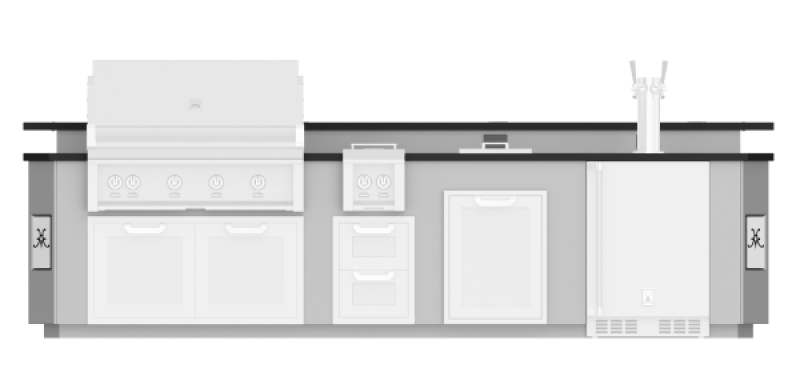 12' Outdoor Living Suites with Side Burner, Bar and Beer Dispenser (Custom Countertop) GESB121