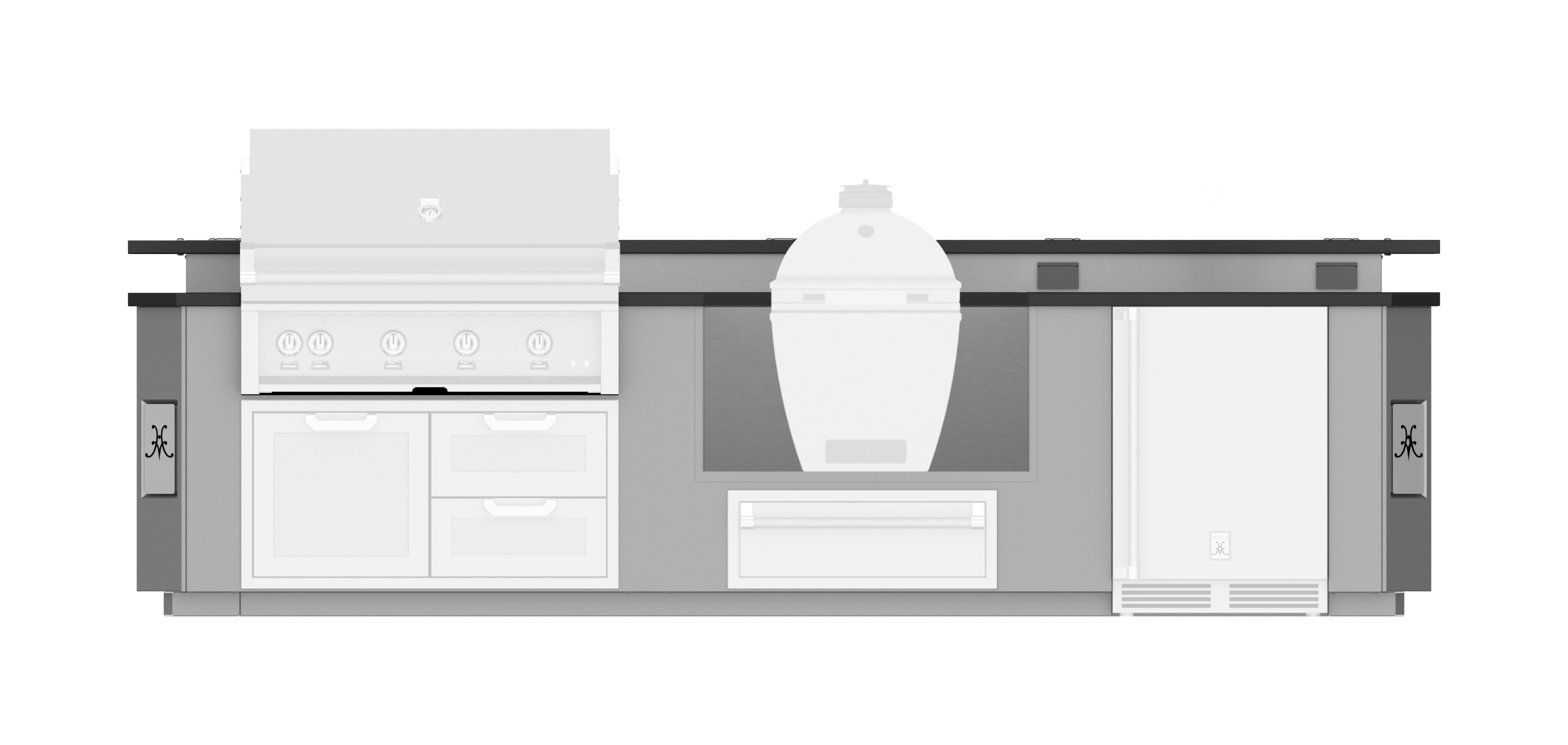 12' Outdoor Living Suite with Egg Shaped Smoker/Grill and Bar (Custom Countertop) GESBK12