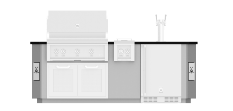 8' Outdoor Living Suite with Side Burner and Beer Dispenser (Custom Countertop) GESD081