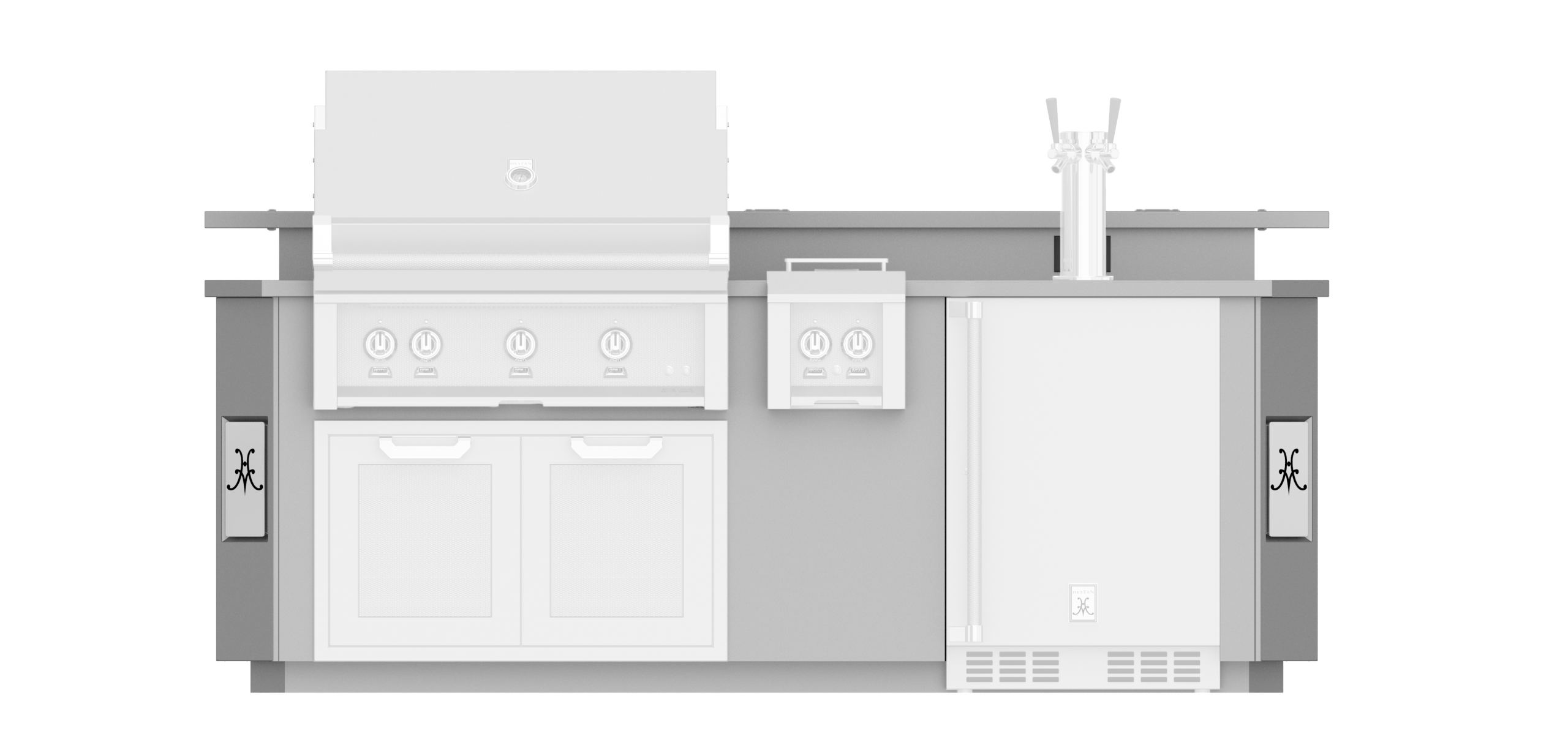 8' Outdoor Living Suite with Side Burner, Beer Dispenser and Bar GESDB08