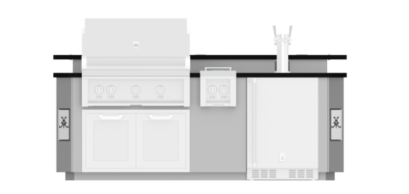 8' Outdoor Living Suite with Side Burner, Bar and Beer Dispenser (Custom Countertop) GESDB081