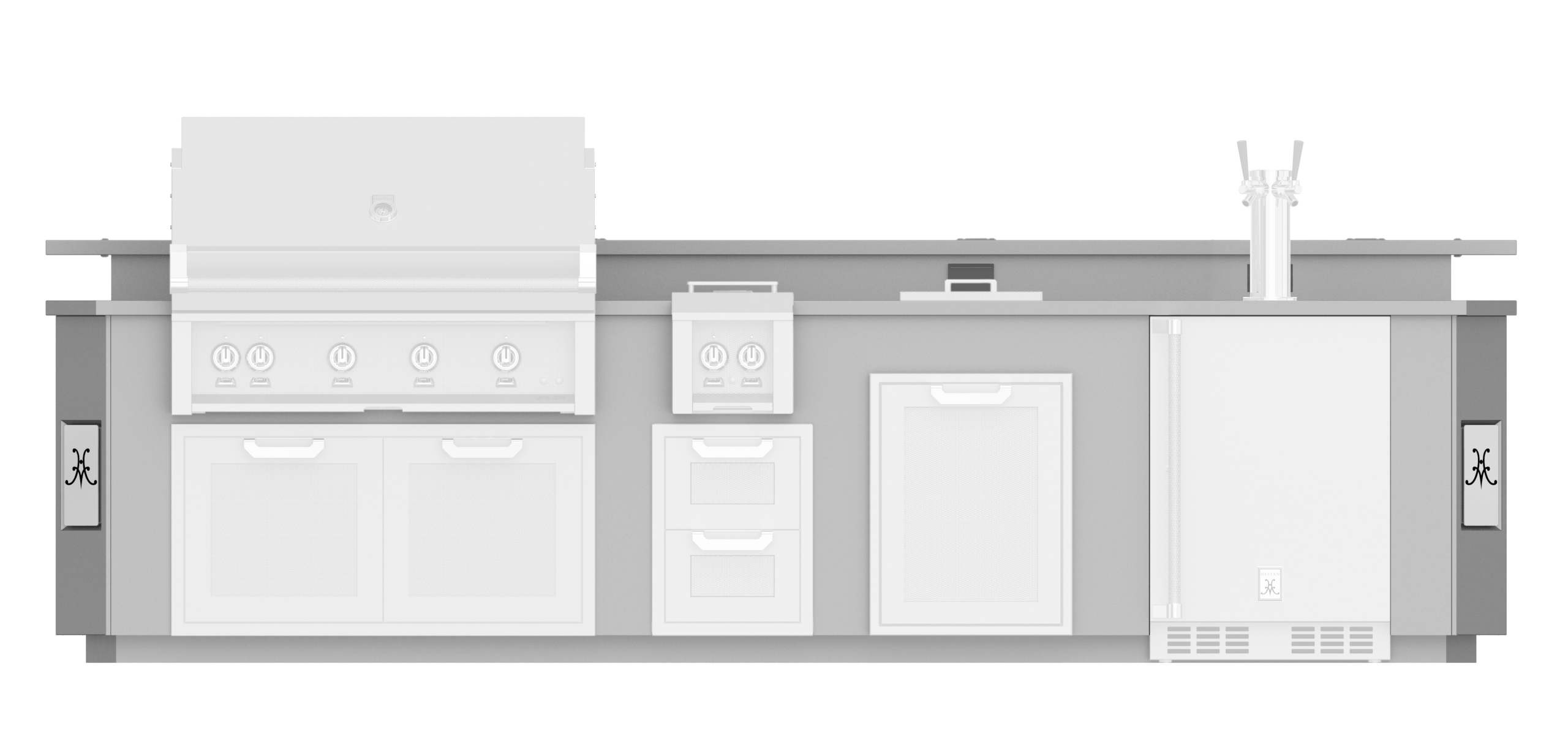 12' Outdoor Living Suite with Side Burner, Beer Dispenser and Bar GESDB12
