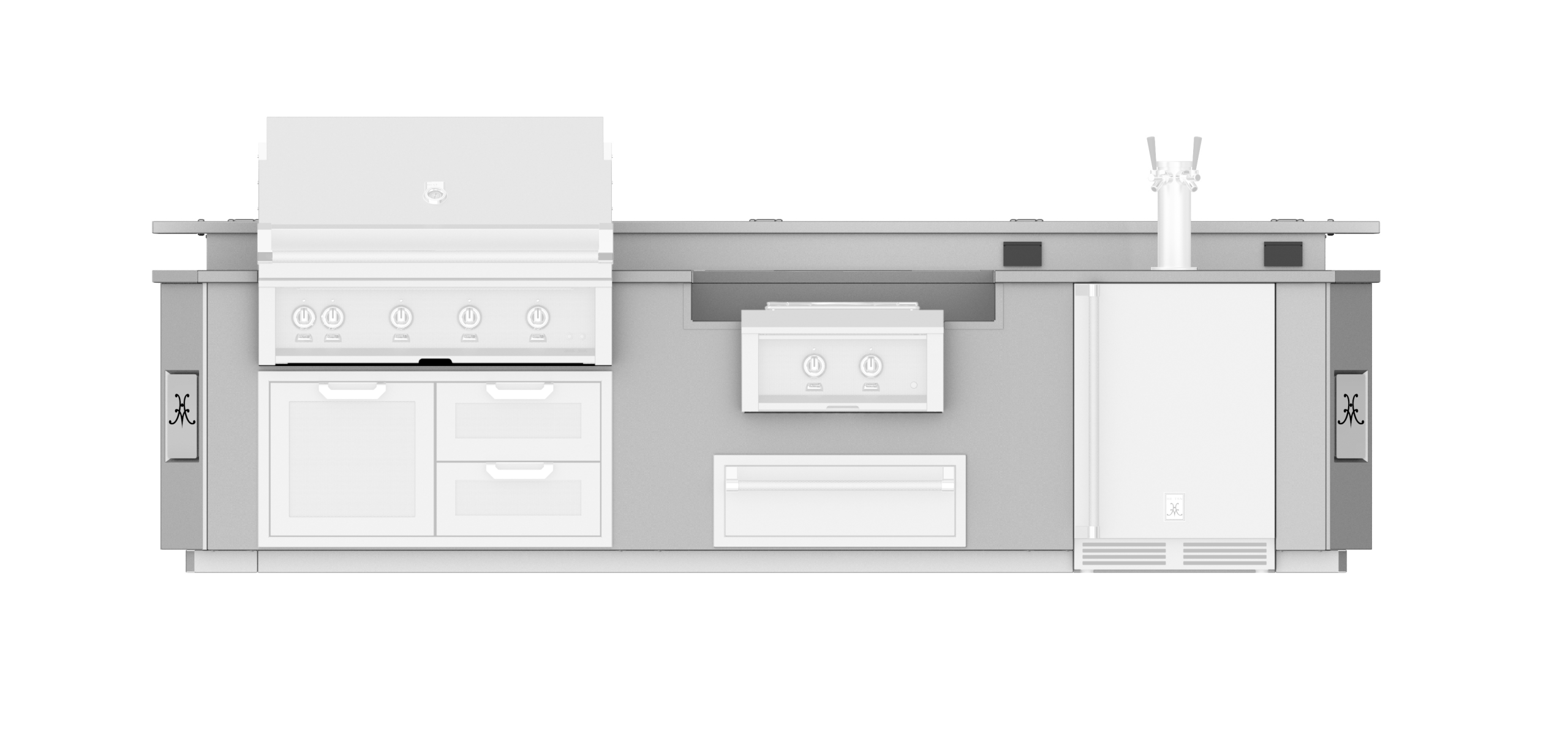 12' Outdoor Living Suite with Power Burner, Beer Dispenser and Bar GESDBP12