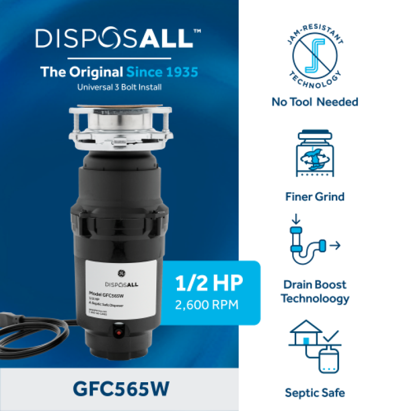 Disposall® 1/2 Hp Continuous Feed Garbage Disposer Corded view 19