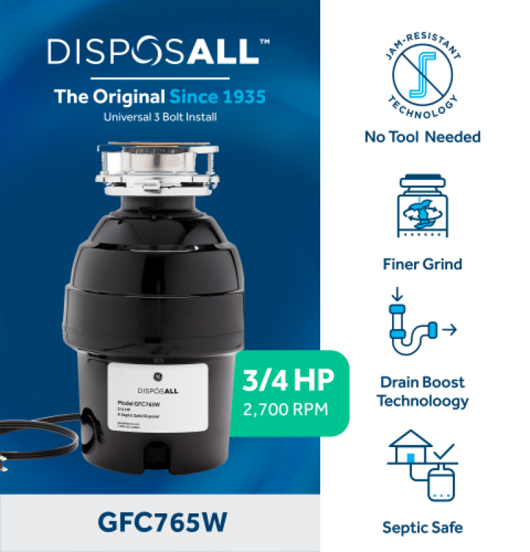 Disposall® 3/4 Hp Continuous Feed Garbage Disposer - Corded view 19