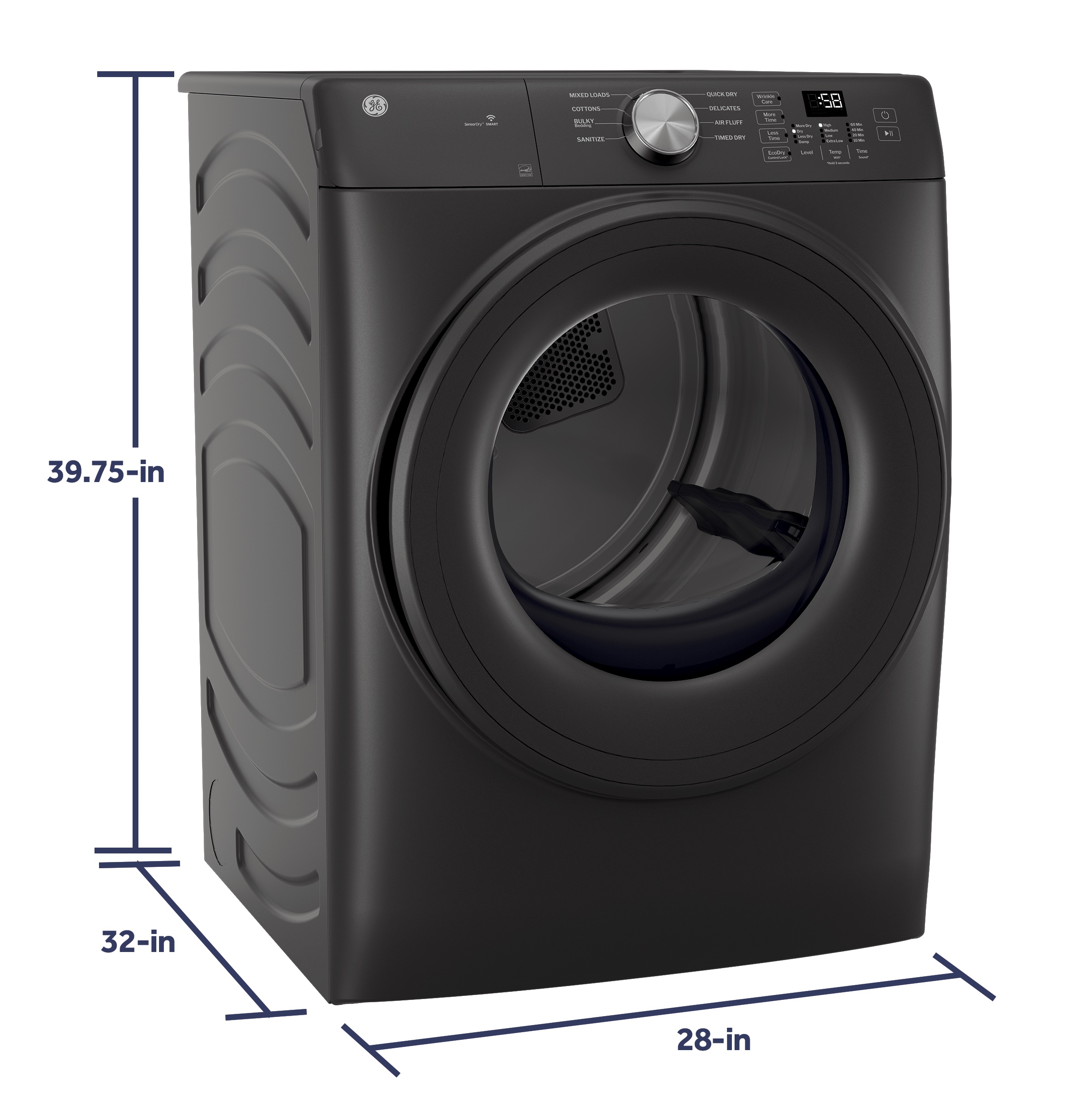 Ge® Energy Star® 7.8 Cu. Ft. Capacity Smart Front Load Gas Dryer GFD35GSPYDS
