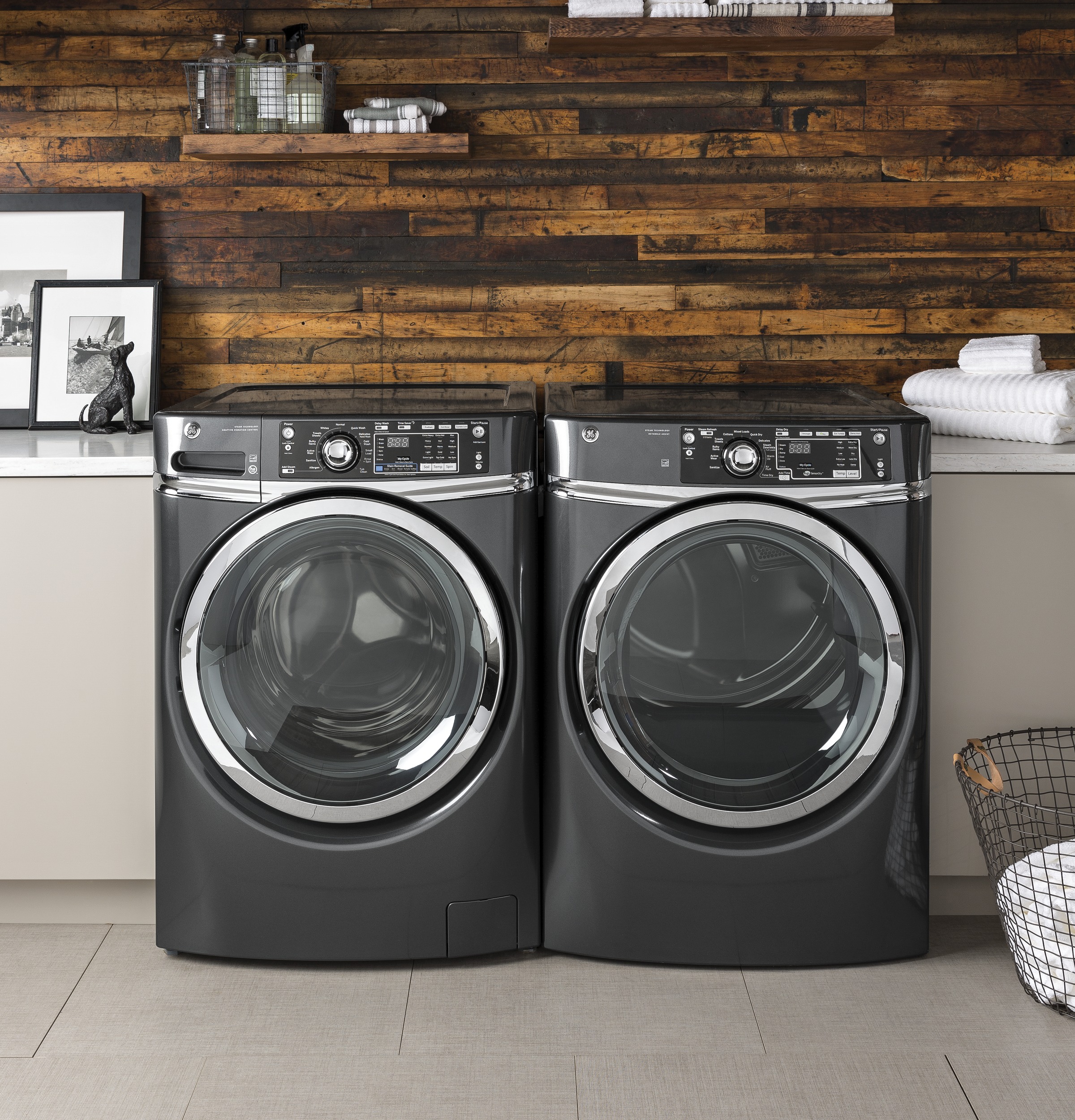 8.3 cu. ft. Capacity RightHeight Front Load Electric Dryer with Steam GFD49ERPKDG
