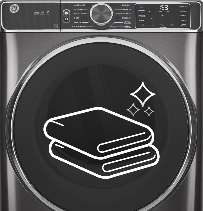 7.8 cu. ft. Capacity Smart Front Load Gas Dryer with Sanitize Cycle GFD55GSPNDG