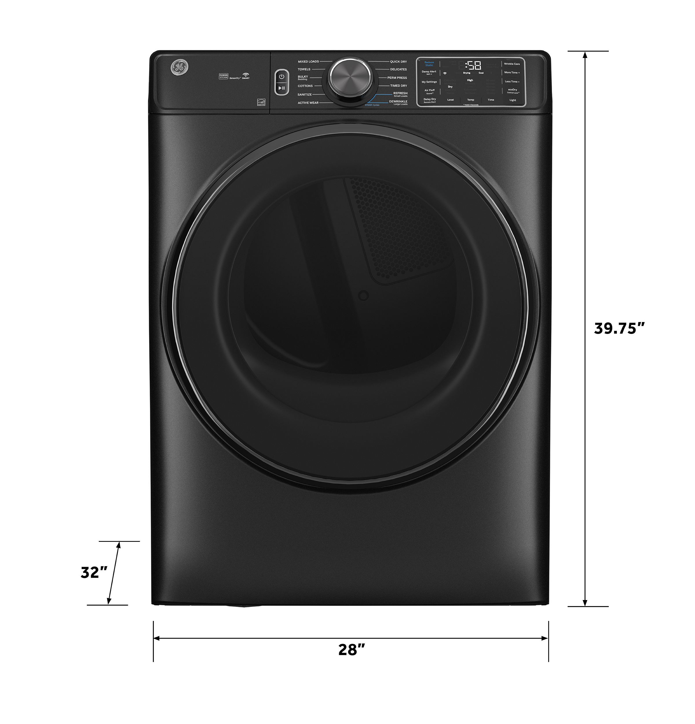 7.8 cu. ft. Capacity Smart Front Load Electric Dryer with Steam and Sanitize Cycle view 22