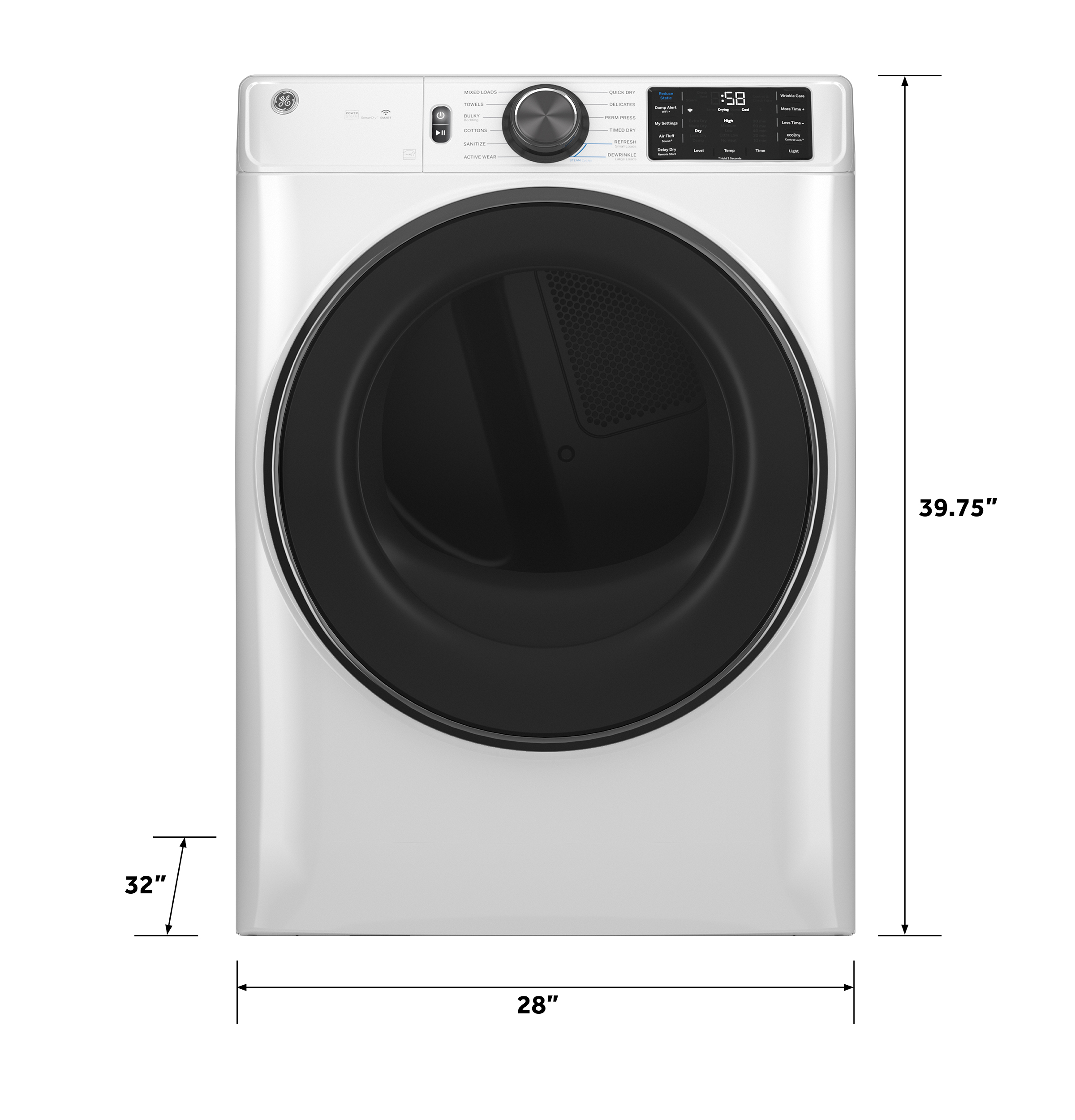 7.8 cu. ft. Capacity Smart Front Load Electric Dryer with Steam and Sanitize Cycle view 23