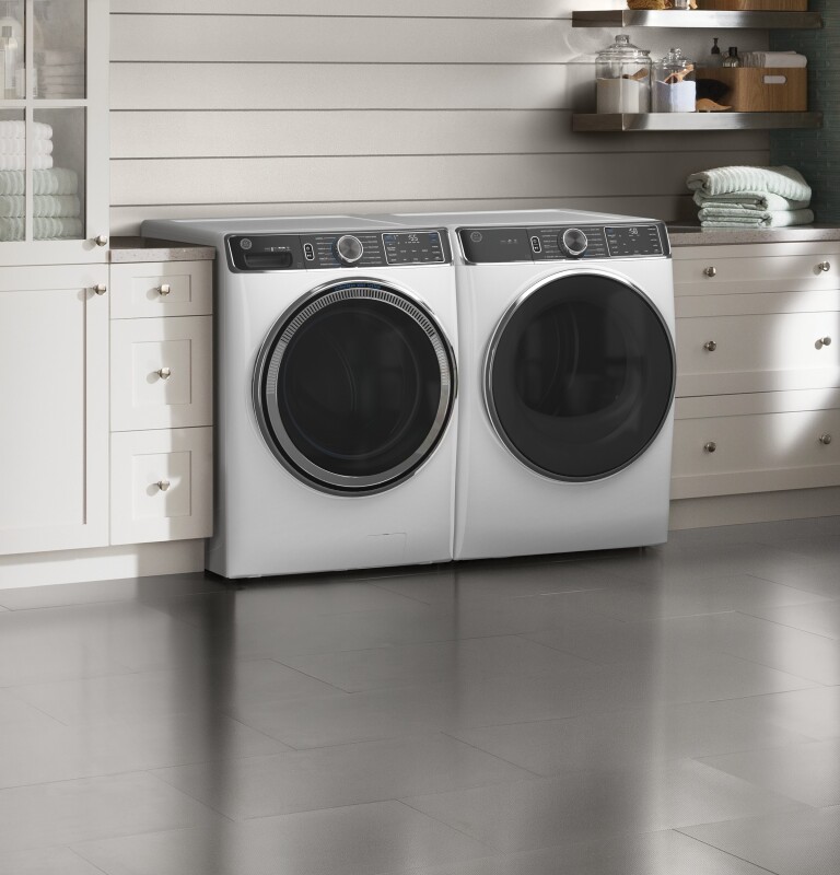7.8 cu. ft. Capacity Smart Front Load Electric Dryer with Steam and Sanitize Cycle GFD85ESSNWW