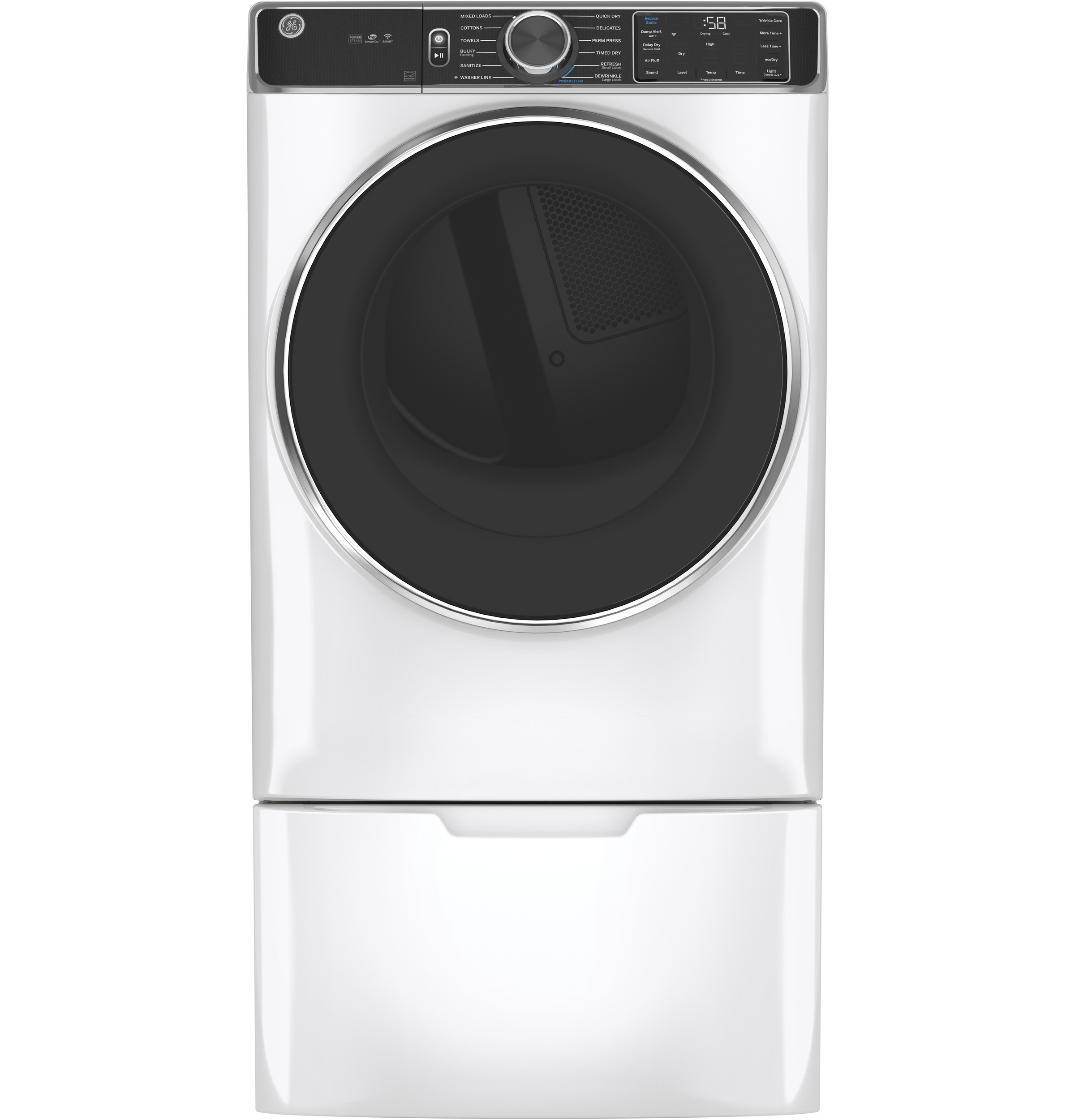 7.8 cu. ft. Capacity Smart Front Load Gas Dryer with Steam and Sanitize Cycle GFD85GSSNWW