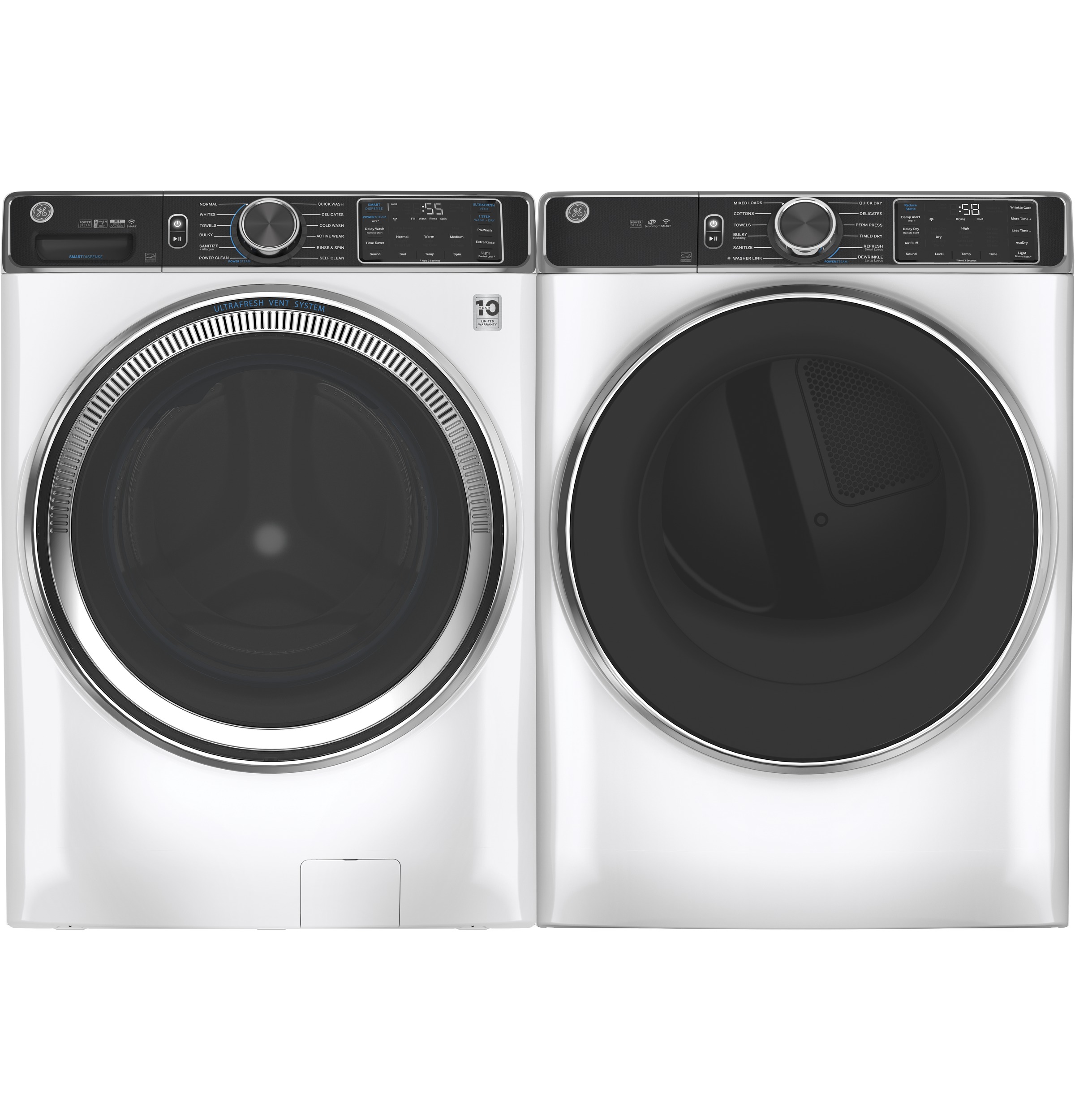 7.8 cu. ft. Capacity Smart Front Load Gas Dryer with Steam and Sanitize Cycle GFD85GSSNWW