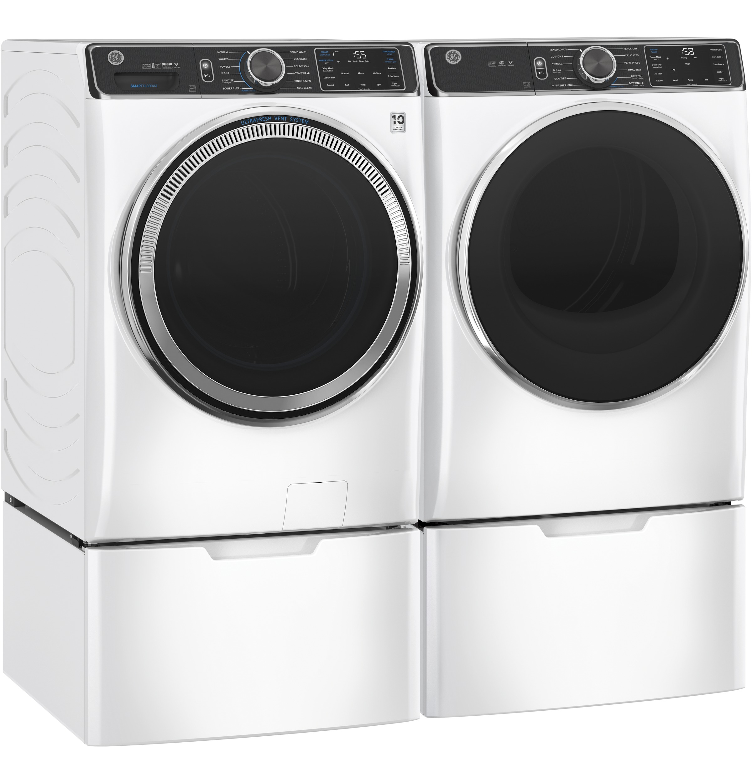 7.8 cu. ft. Capacity Smart Front Load Gas Dryer with Steam and Sanitize Cycle GFD85GSSNWW