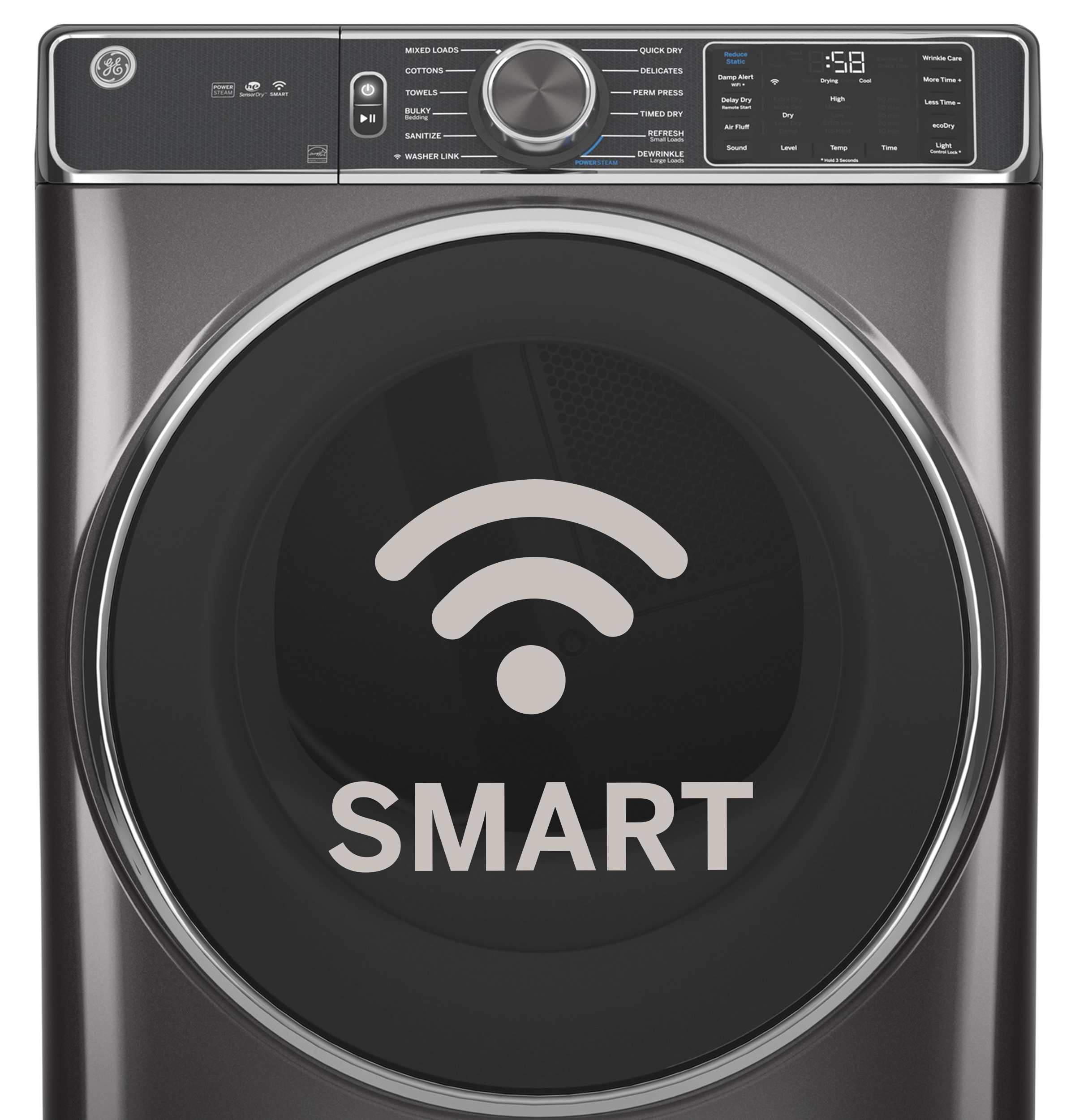 7.8 cu. ft. Capacity Smart Front Load Gas Dryer with Steam and Sanitize Cycle GFD85GSSNWW