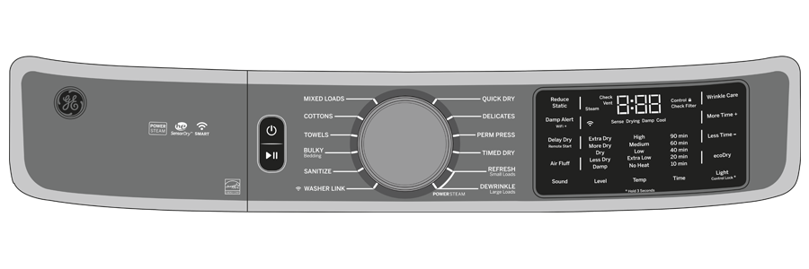7.8 cu. ft. Capacity Smart Front Load Gas Dryer with Steam and Sanitize Cycle GFD85GSSNWW