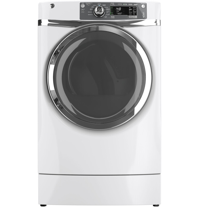 8.3 cu. ft. capacity RightHeight Design Front Load electric dryer with steam GFDR480EFWW