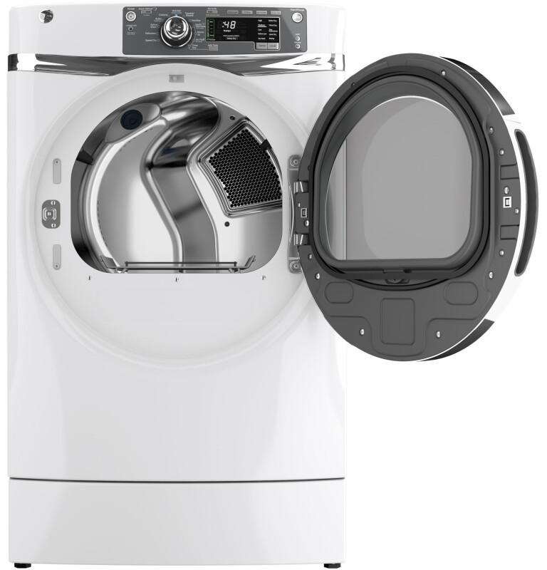 8.3 cu. ft. capacity RightHeight Design Front Load electric dryer with steam GFDR480EFWW, product image 2 of 16