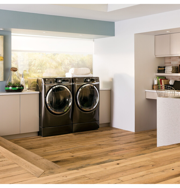8.3 cu. ft. capacity RightHeight Design Front Load electric dryer with steam GFDR485EFMC, product image 13 of 20