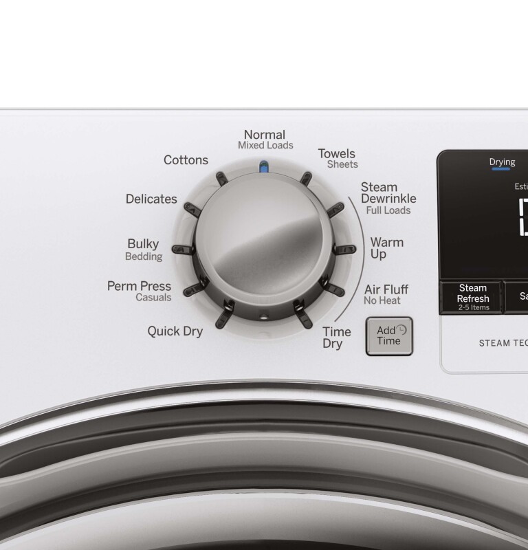 7.5 cu. ft. capacity frontload dryer with steam GFDS170GHWW