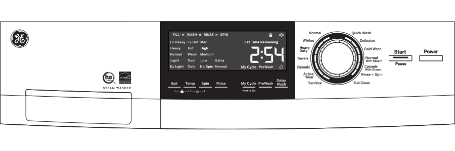 2.4 DOE cu. ft. Frontload Washer with Steam GFW148SSLWW
