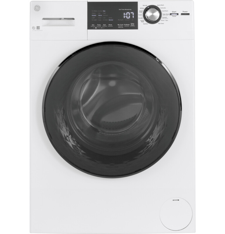 GE 24" 2.4 Cu. Ft.  Front Load Washer with Steam White GFW148SSMWW Picture 1