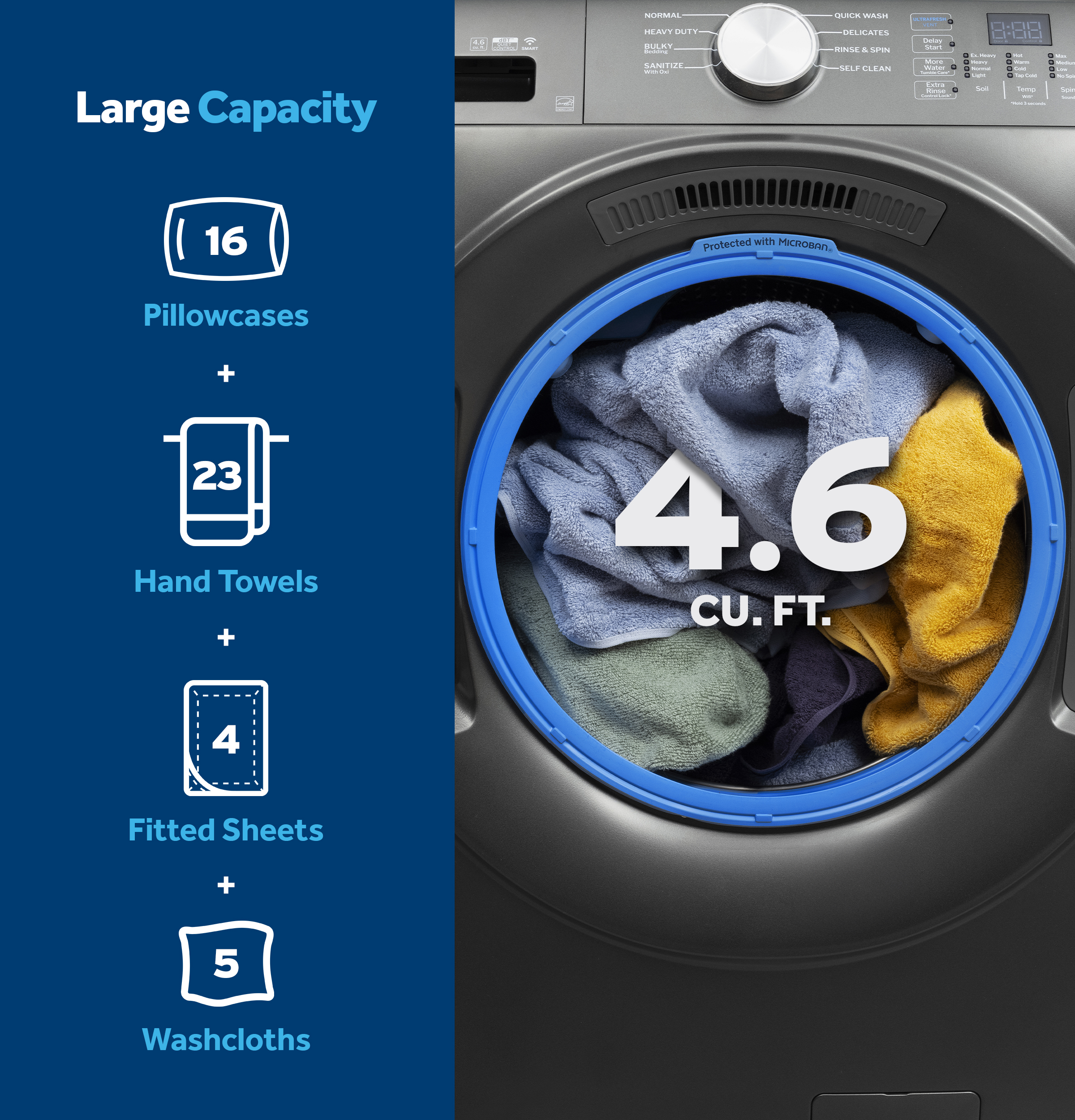 4.6 cu. ft. Capacity Smart Front Load Washer with UltraFresh Vent System with OdorBlock view 11