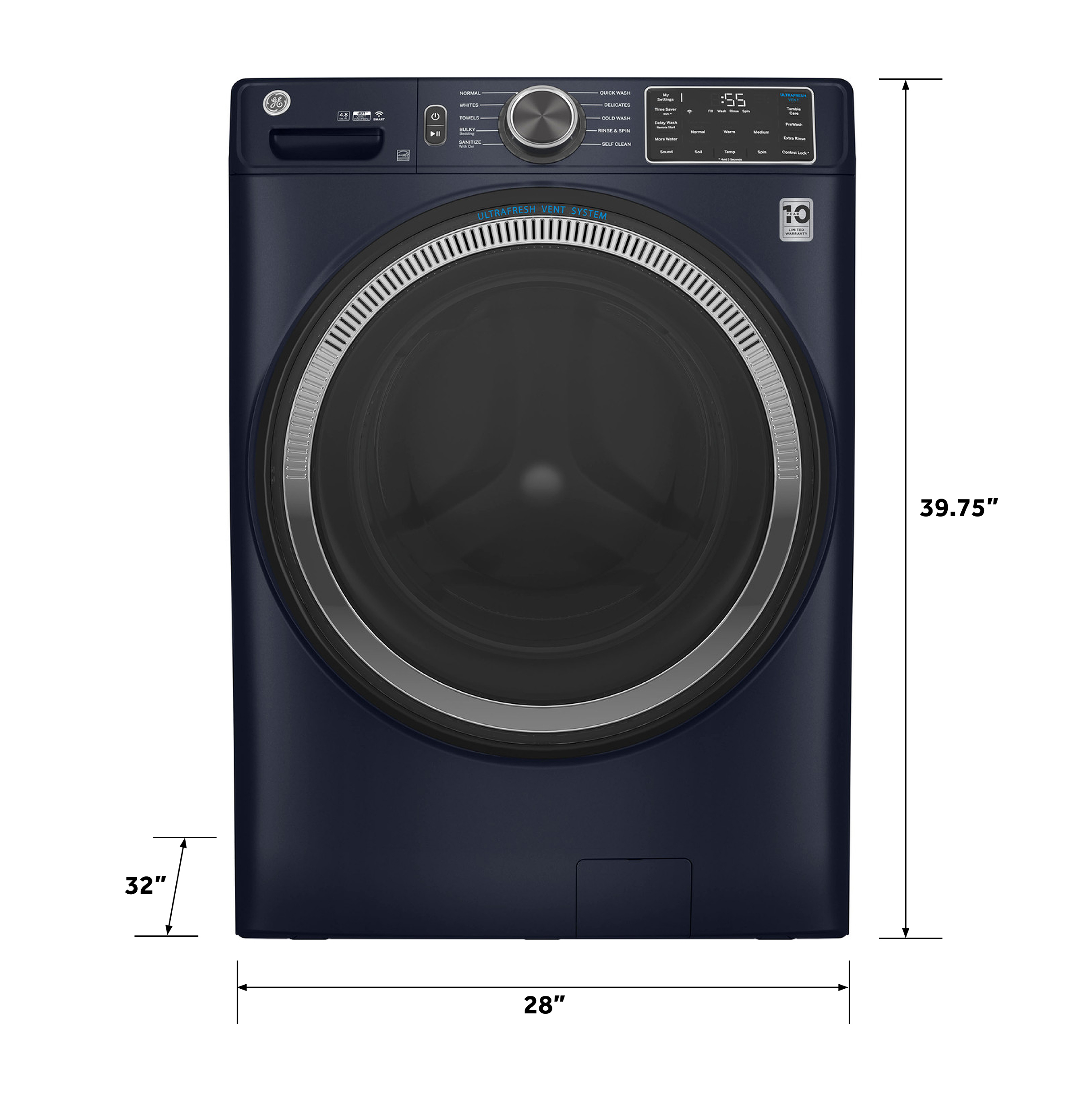 4.8 cu. ft. Capacity Smart Front Load Washer with UltraFresh Vent System with OdorBlock and Sanitize w/Oxi view 3