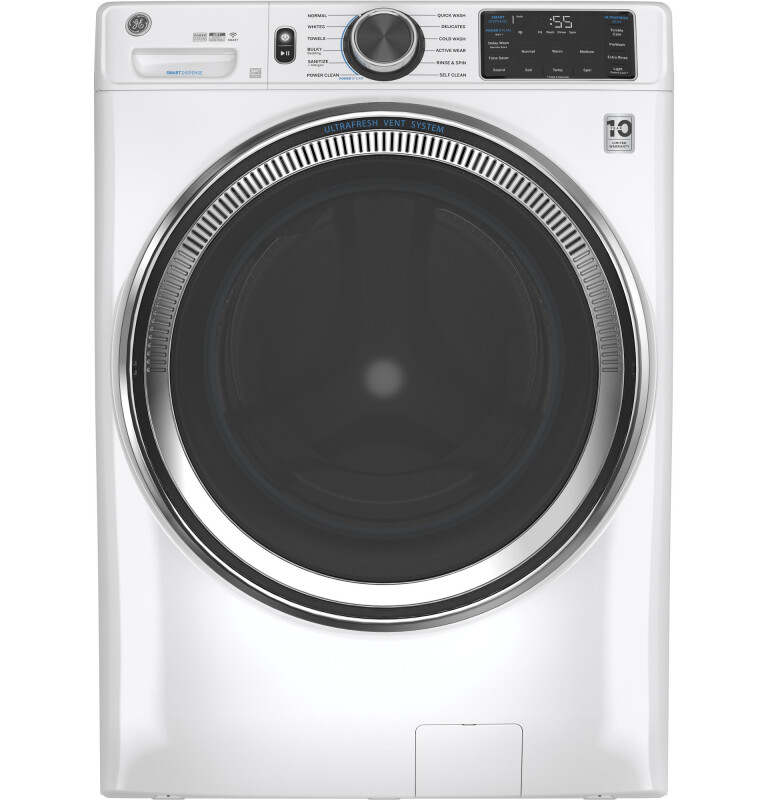 GE 4.8 cu. ft. Capacity Smart Front Load Steam Washer with SmartDispense UltraFresh Vent System with OdorBlock™ and Sanitize + Allergen White GFW650SSNWW Picture 1