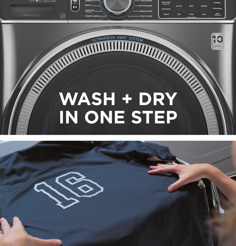 5.0 cu. ft. Capacity Smart Front Load Steam Washer with SmartDispense UltraFresh Vent System with OdorBlock and Steam GFW850SSNWW