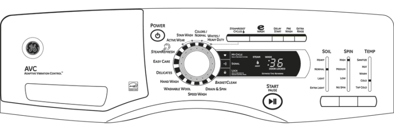 4.1 DOE cu. ft. stainless steel capacity frontload washer with Steam GFWS3500LWW