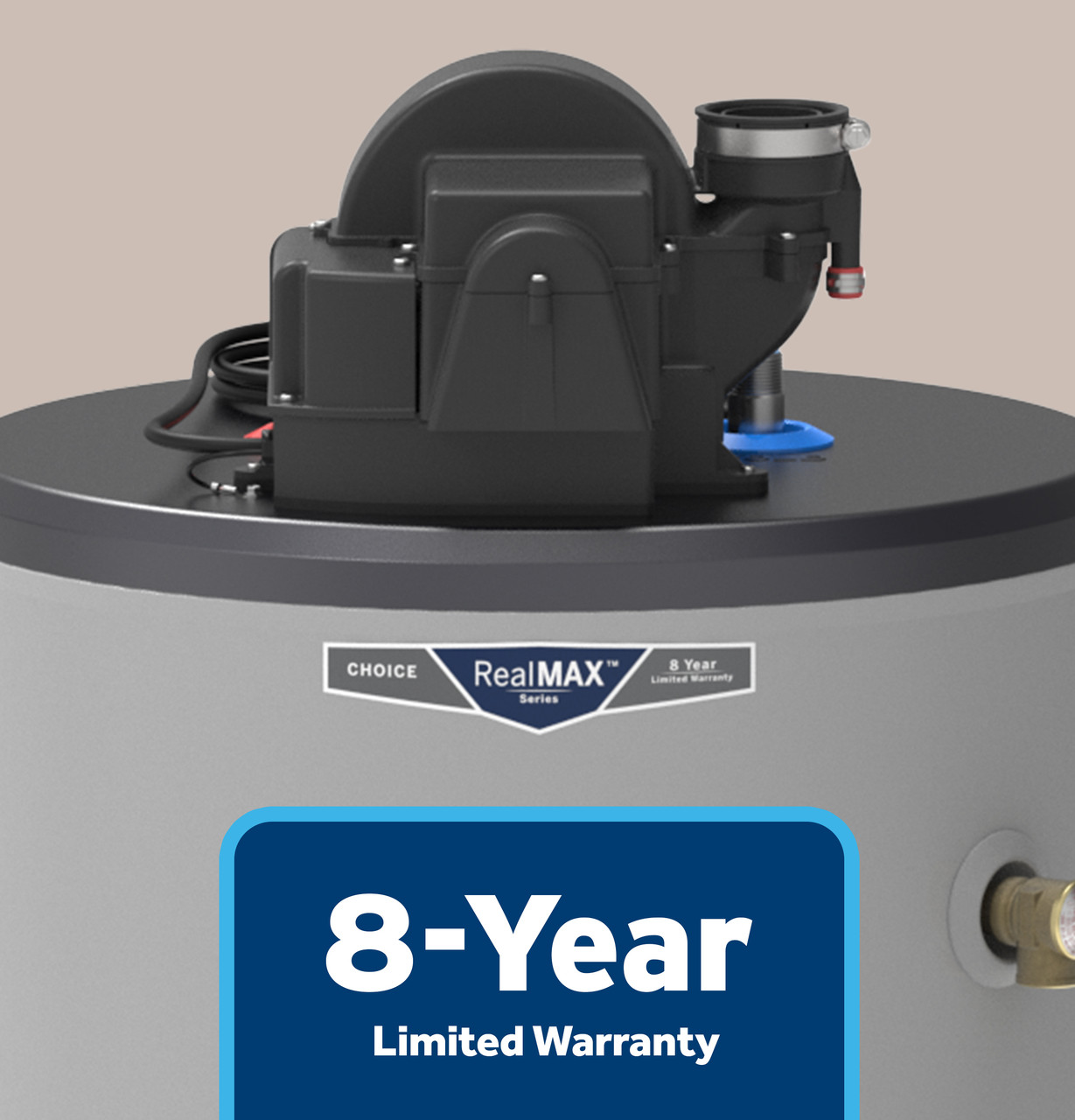 RealMAX Choice 50-Gallon Short Natural Gas Power Vent Low-NOx Water Heater view 2