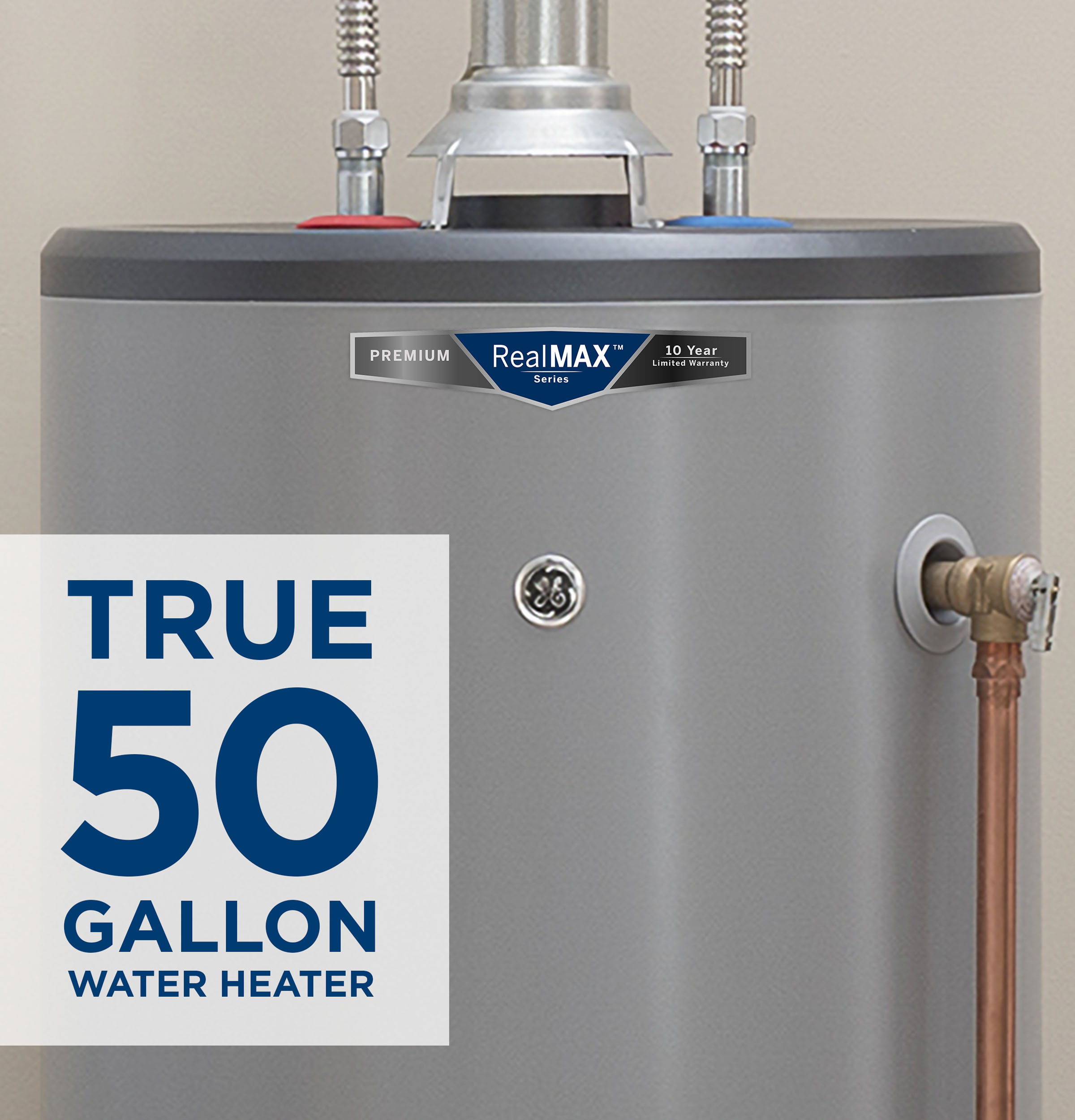 RealMAX Premium 50-Gallon Short Natural Gas Atmospheric Water Heater GG50S10BXR