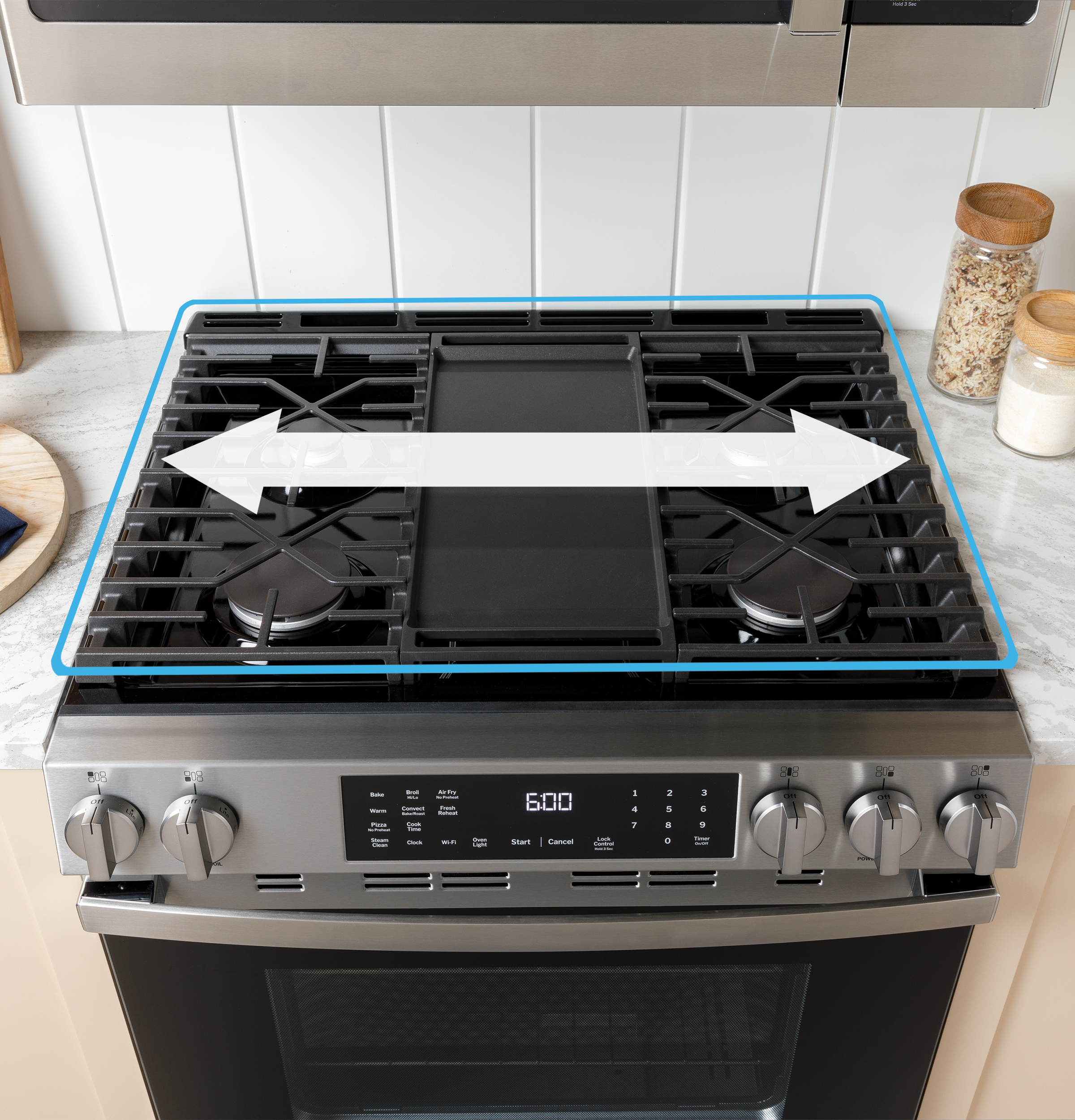 30" Slide-In Front-Control Convection Gas Range with No Preheat Air Fry and EasyWash Oven Tray view 3