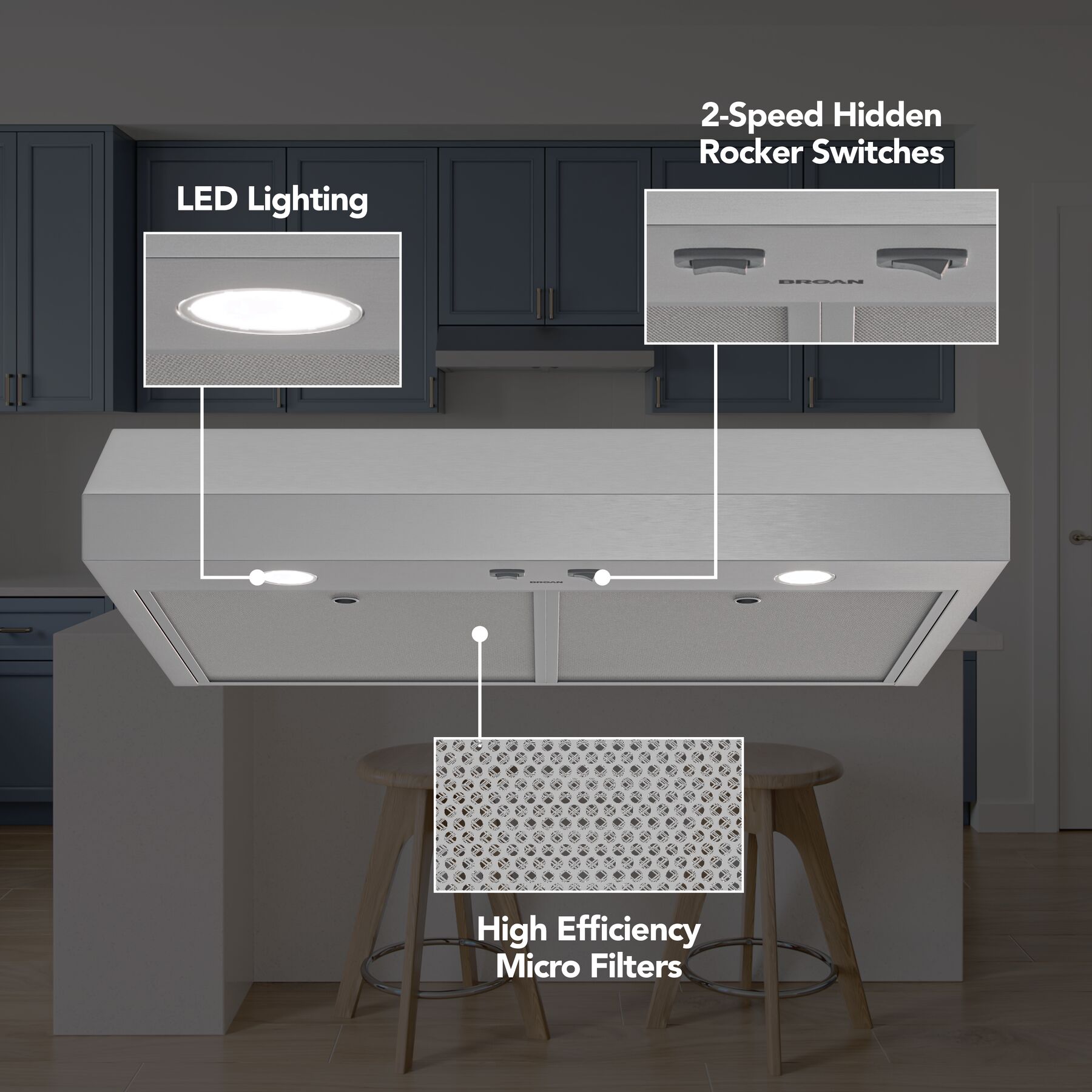 Glacier 24Inch 350 MAX Blower CFM 1.5 Sones Range Hood view 2