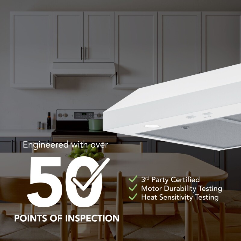 Glacier 24Inch 350 MAX Blower CFM 1.5 Sones White Range Hood view 5