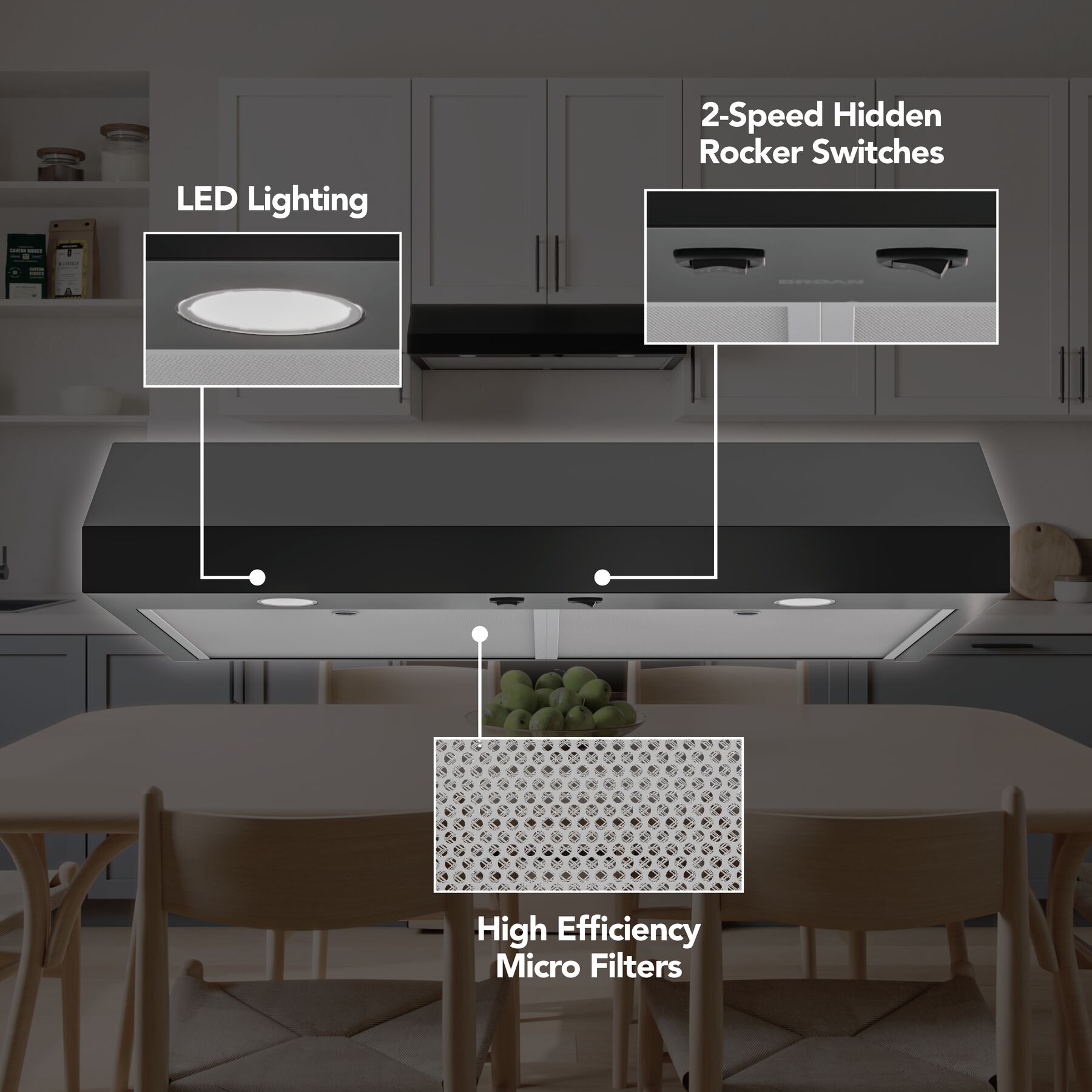 Broan-NuTone 30-Inch Under Cabinet Range Hood, ENERGY STAR, 350 Max Blower CFM, Black view 2