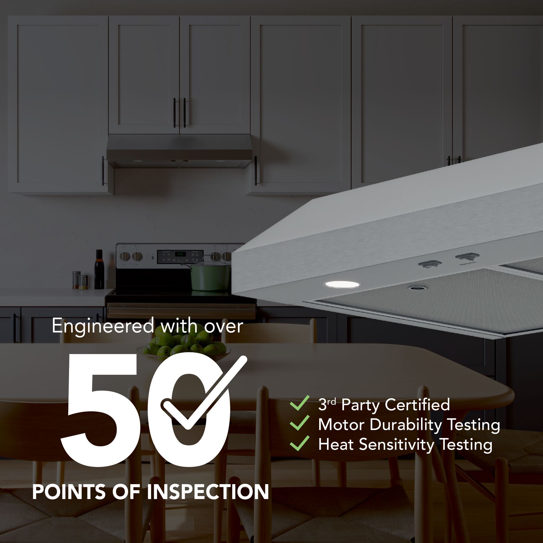 Glacier 42Inch 350 MAX Blower CFM 1.5 Sones Range Hood view 4