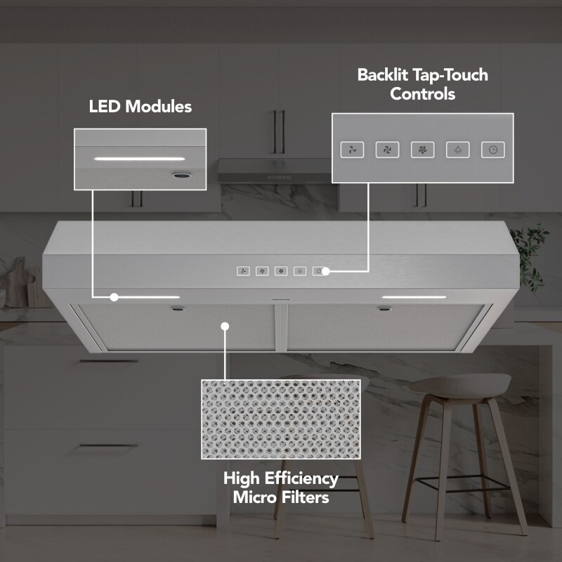 Broan-NuTone 30-Inch Under Cabinet Range Hood, ENERGY STAR, 350 Max Blower CFM, Stainless Steel view 2