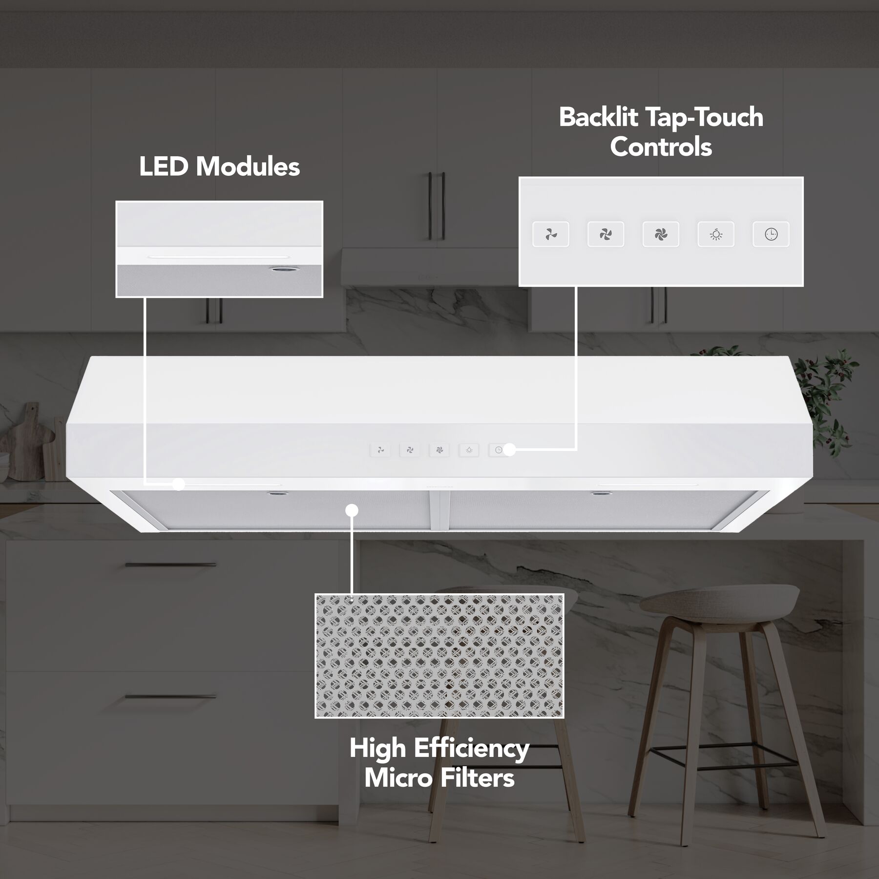 Broan-NuTone 30-Inch Under Cabinet Range Hood, ENERGY STAR, 350 Max Blower CFM, White view 2