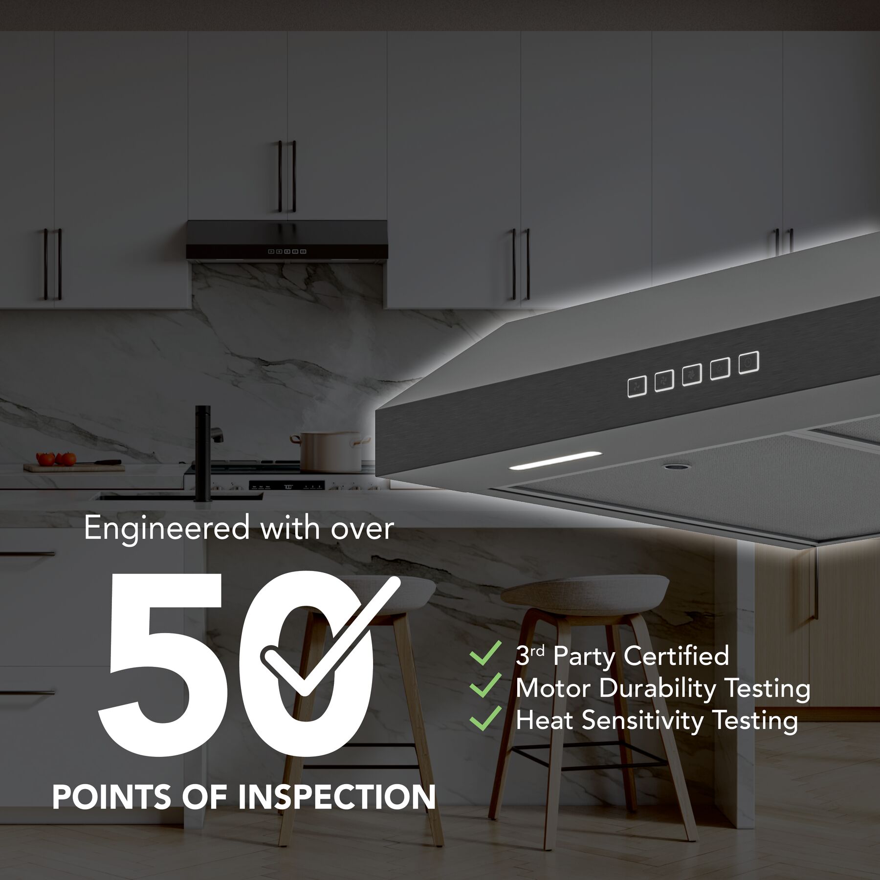 Glacier 36Inch 350 MAX Blower CFM 1.5 Sones Black Stainless Range Hood view 5