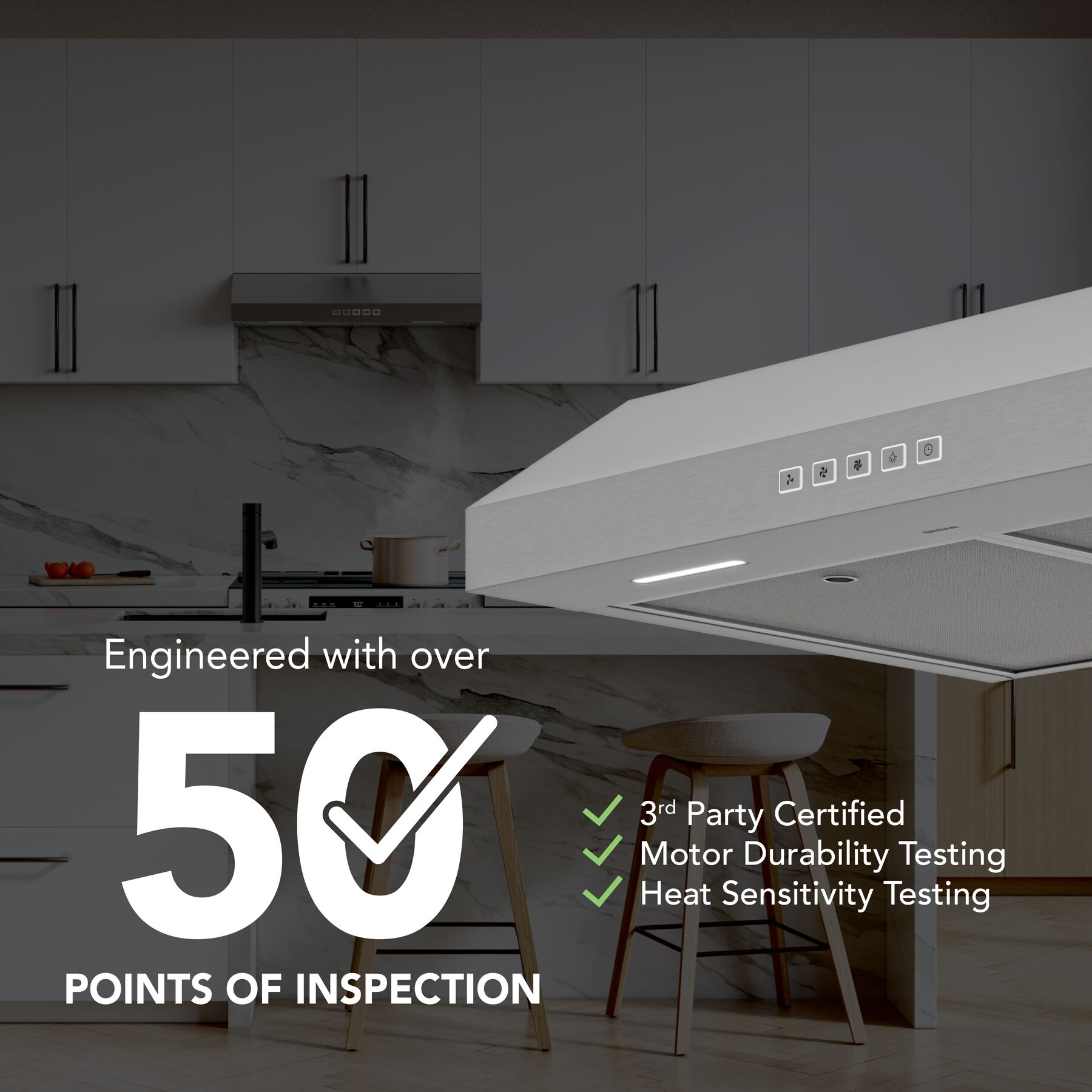 Glacier 36Inch 350 MAX Blower CFM 1.5 Sones Stainless Range Hood view 5