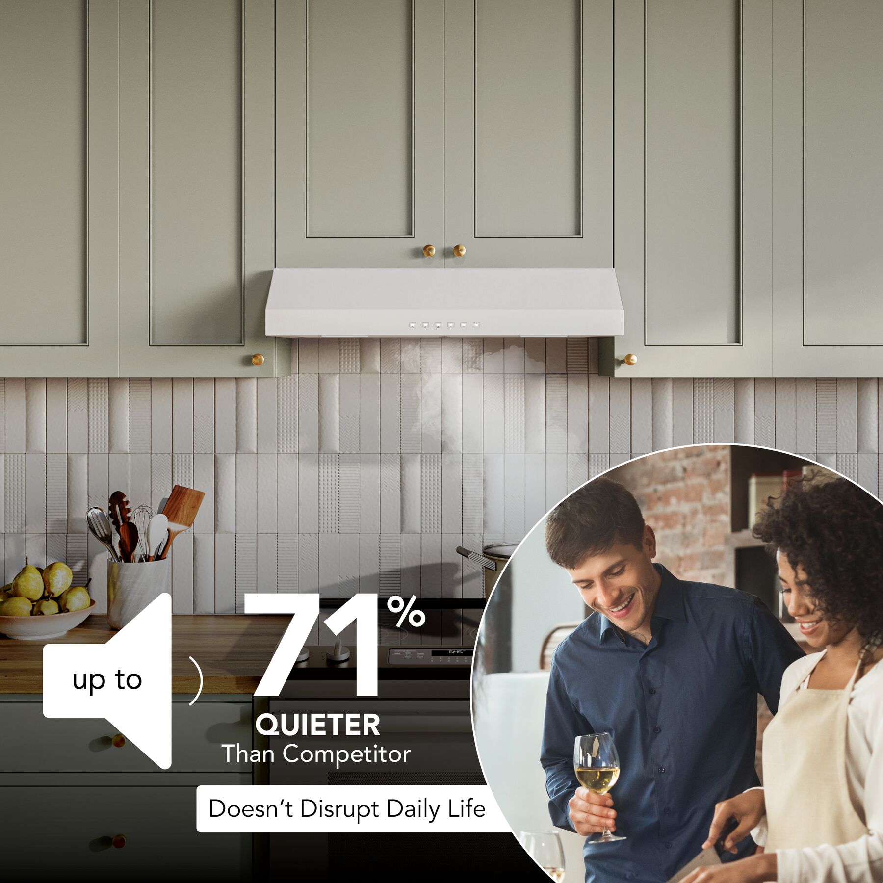 Glacier 30Inch 490 MAX Blower CFM 1.0 Sones White Range Hood view 4